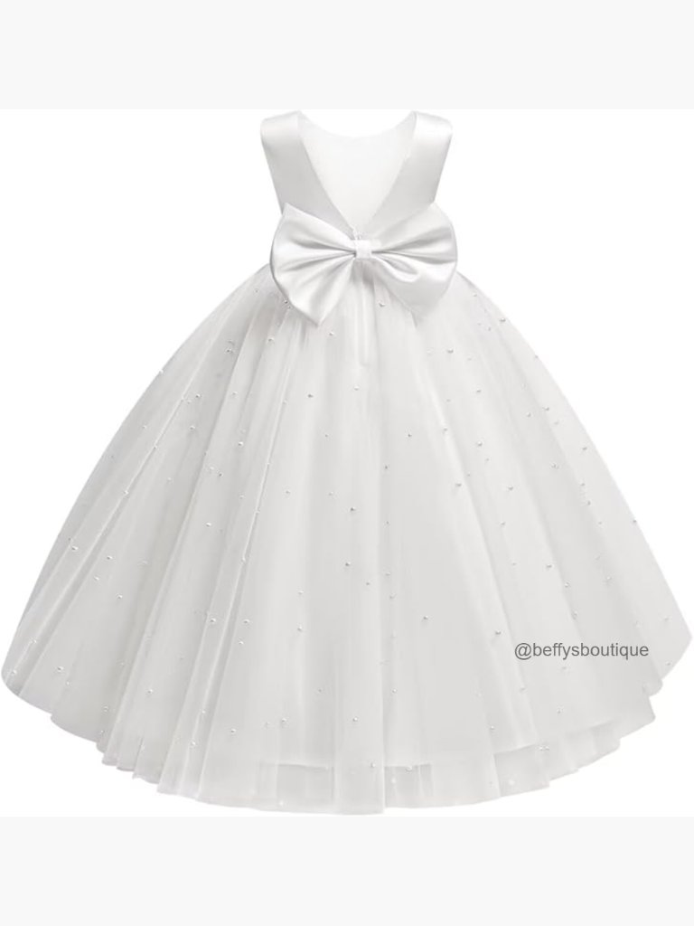 Girls Princess Flower Girl Dress Tulle Pageant Communion Gown